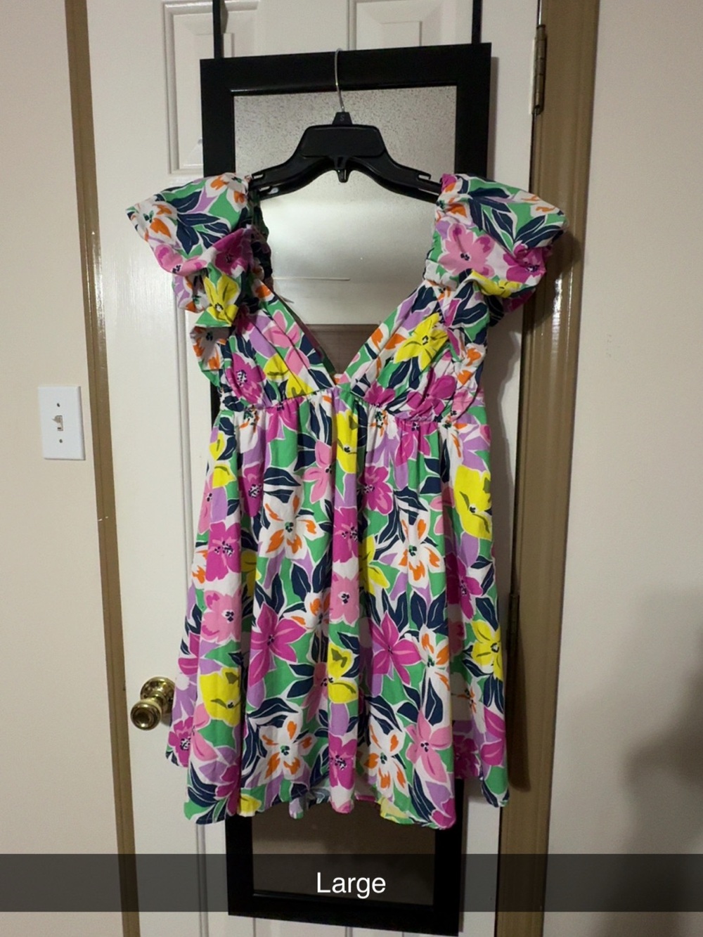 Floral Ruffle-Strap Sundress in Pink, Yellow & Green
